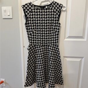 Classic Houndstooth Fit & Flare Dress - Black & White